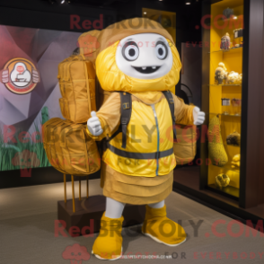 Fantasia de mascote Gold Dim Sum com calça cargo e mochilas - Mascotes dim sum - REBROKO_341264 - RedBrokoly.com