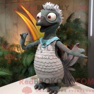 Grijze pauw mascotte...