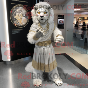 Silver Lion mascot costume...