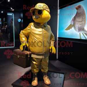 Guld Canary maskot kostume...
