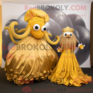 Gold Kraken maskot kostume...