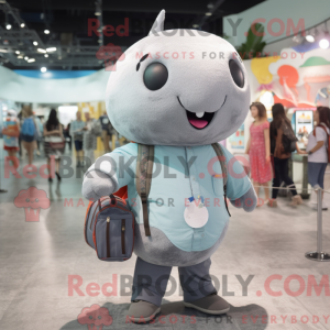 Gray Narwhal mascot costume...