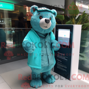 Teal Bear-maskotdraktfigure...