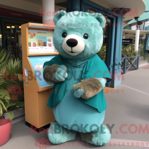 Teal Bear mascottekostuum...