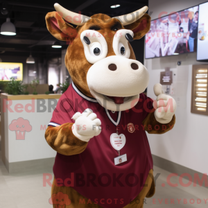 Maroon Jersey Cow mascot...