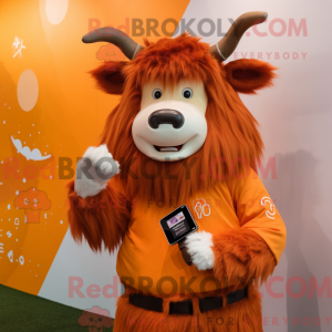 Orange Yak maskot kostume...