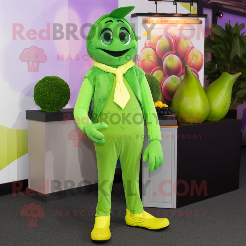 Lime Green Grape mascot costume character dressed with a Suit and Shoe laces Lime Green Grape mascot costume character dressed with a Suit and Shoe laces