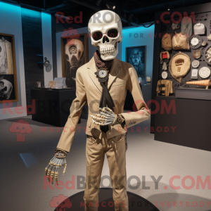 Tan Skull maskot kostume...