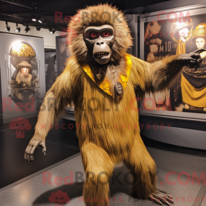 Gold Baboon mascot costume...
