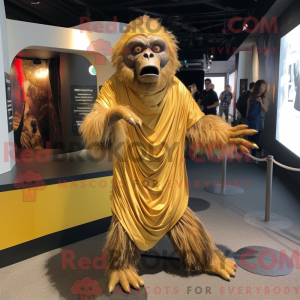 Gold Bavian maskot kostume...
