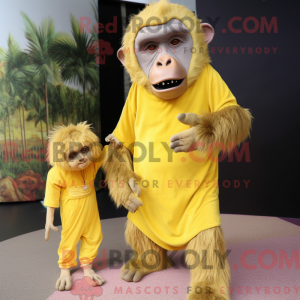 Gold Bavian maskot kostume...