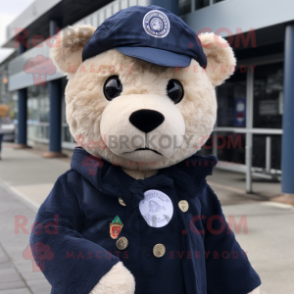 Navy Bear mascot costume character dressed with a Parka and Scarf clips