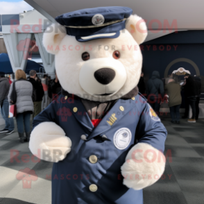 Navy Bear mascot costume character dressed with a Parka and Scarf clips