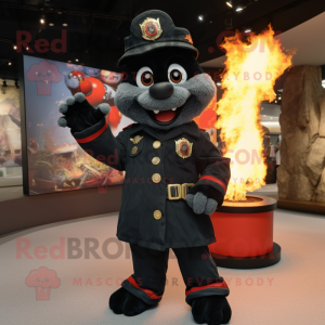 Black Fire Fighter mascotte...