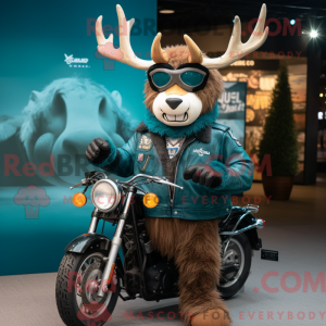 Teal Elk mascot costume...