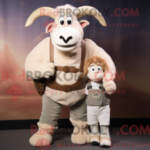 Beige Ram maskot drakt...