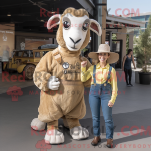 Beige Ram-mascottekostuum...