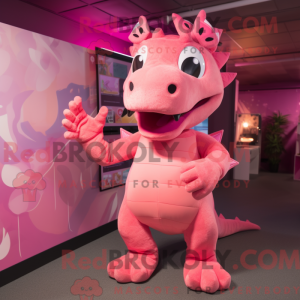 Roze Draak mascottekostuum...