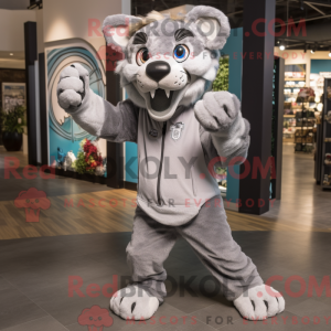 Sølv Smilodon maskot...