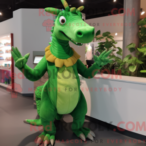 Grøn Parasaurolophus maskot...