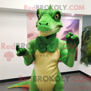 Grøn Parasaurolophus maskot...