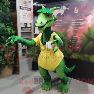 Grøn Parasaurolophus maskot...