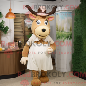 Beige Guernsey Cow maskot...