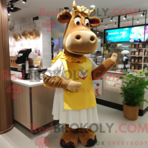 Beige Guernsey Cow maskot...