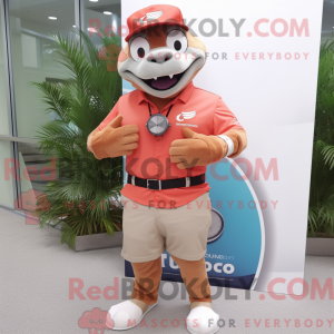 Tan Salmon maskot kostume...