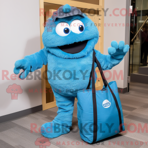 Blå carryebærmaskotkostyme...