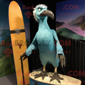 Cyan Vulture maskot kostume...