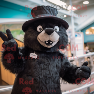 Sort Beaver maskot kostume...