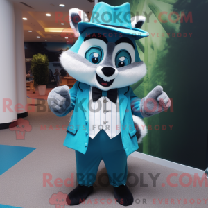 Cyan tvättbjörn maskot...