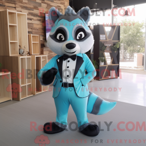 Cyan tvättbjörn maskot...