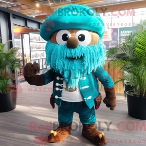 Turkis Pirate maskot drakt...