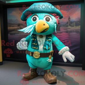 Turkis Pirate maskot drakt...