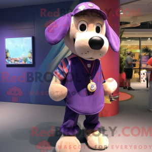 Paarse hond mascottekostuum...
