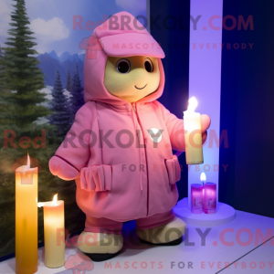 Postava maskota s růžovou...