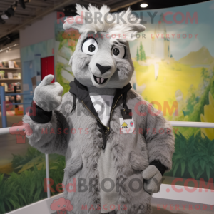 Grijze lama mascottekostuum...
