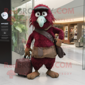 Maroon Kiwi maskot kostume...