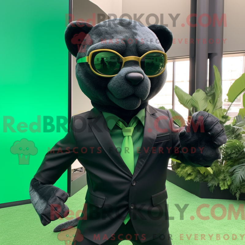 Fantasia de pantera verde-floresta com blazer e óculos de sol - Pantera Mascotes - REBROKO_342142 - RedBrokoly.com