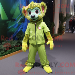 Limegrøn Aye-Aye maskot...
