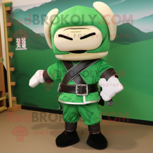 Grøn Samurai maskot kostume...