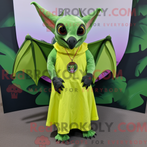 Lime Green Fruit Bat mascot...