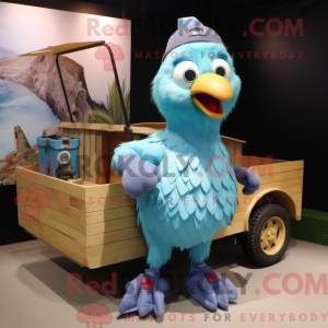 Cyan Quail maskot kostume...