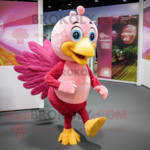 Pink Turkey mascot costume character dressed with a Running Shorts and Wraps