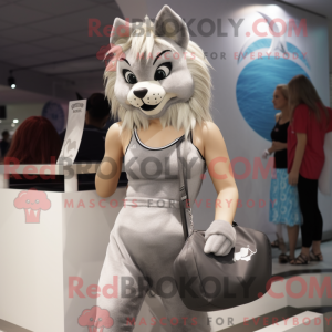 Sølv Lynx maskot kostume...