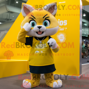 Yellow Lynx mascot costume...