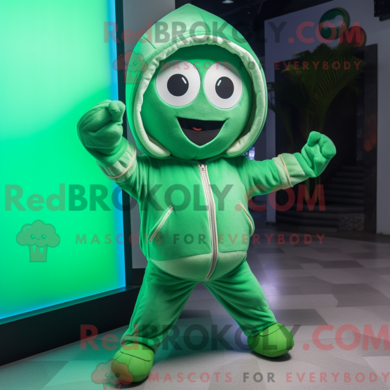 Fantasia de mascote Acrobata verde com moletom e brincos - Mascotes acrobatas - REBROKO_342295 - RedBrokoly.com