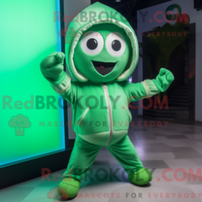 Fantasia de mascote Acrobata verde com moletom e brincos - Mascotes acrobatas - REBROKO_342295 - RedBrokoly.com